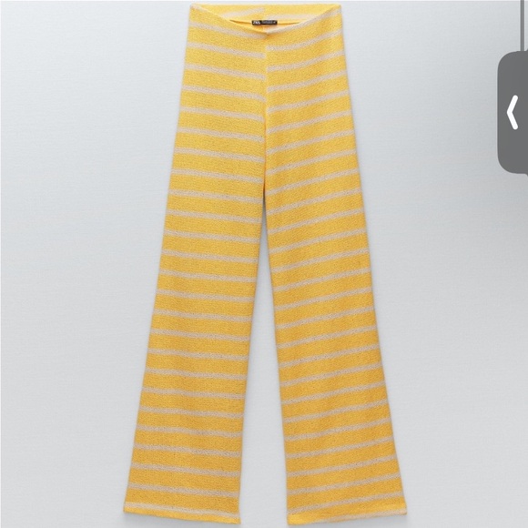 ☀️ ZARA TALL BOHO YELLOW WHITE STRIPE SHEER HIGH WAIST WIDE LEG PANTS! - Picture 14 of 16